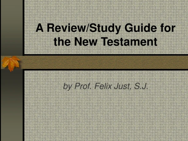 A Review/Study Guide for the New Testament