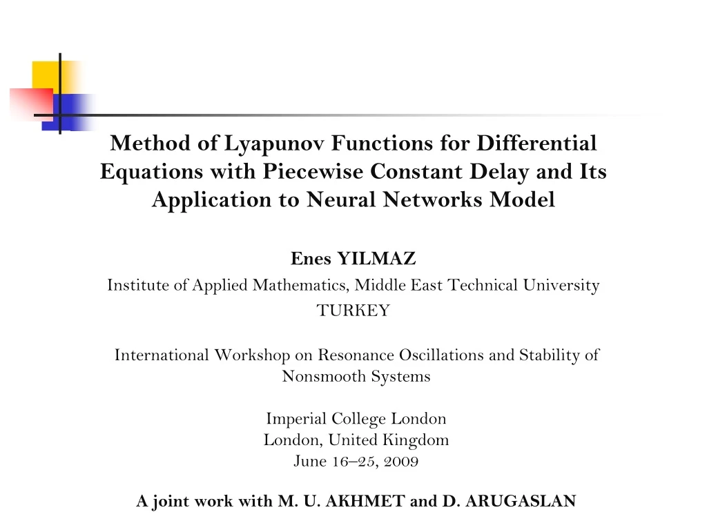 method of lyapunov f unctions for d ifferential