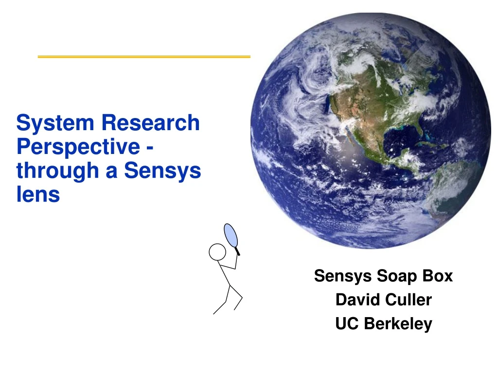 system research perspective through a sensys lens