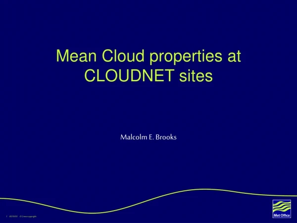 Mean Cloud properties at CLOUDNET sites