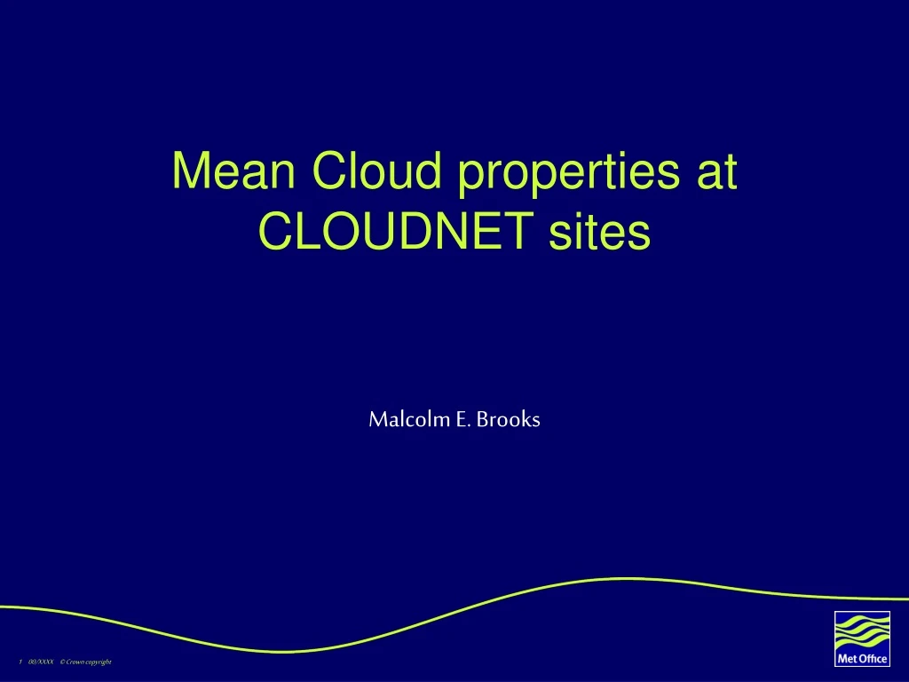 mean cloud properties at cloudnet sites