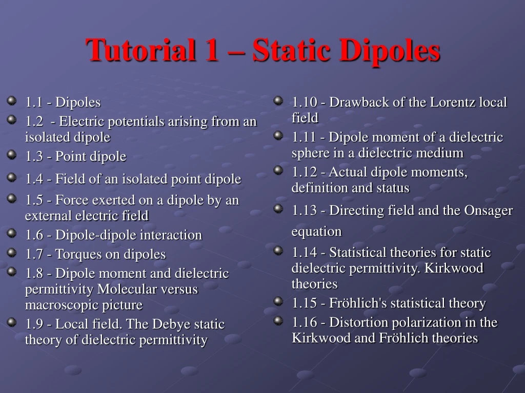 tutorial 1 static dipoles