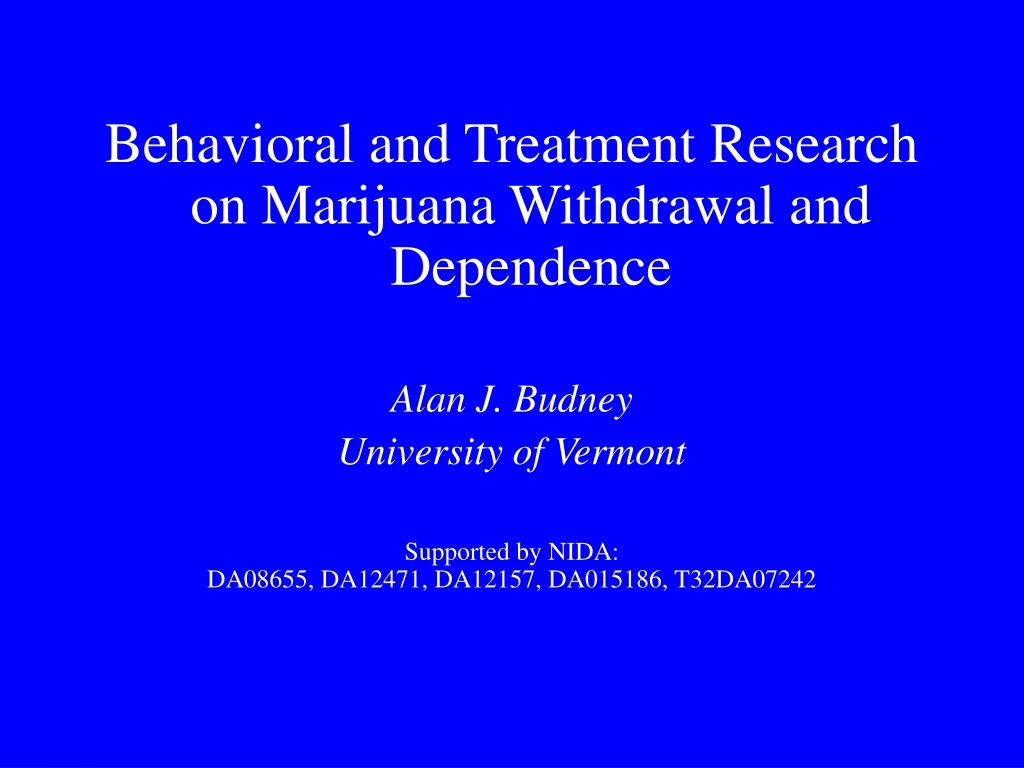 behavioral and treatment research on marijuana