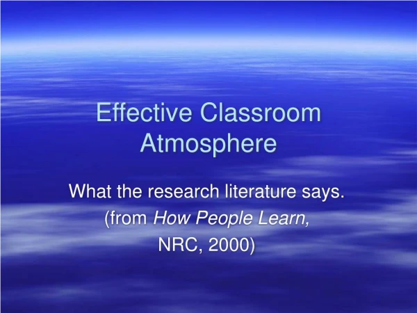 Effective Classroom Atmosphere