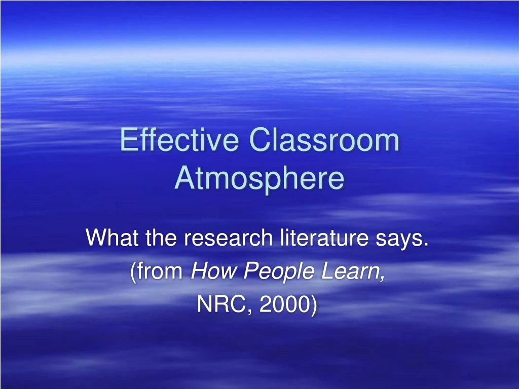 effective classroom atmosphere