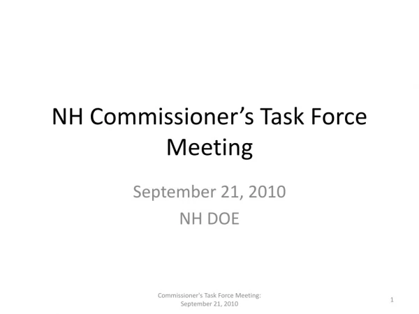 NH Commissioner’s Task Force Meeting