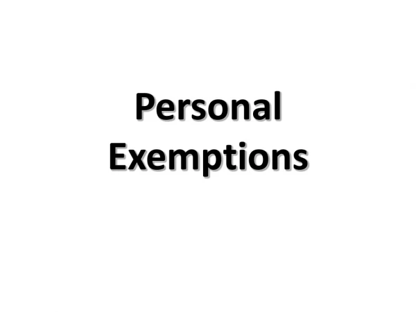 Personal Exemptions