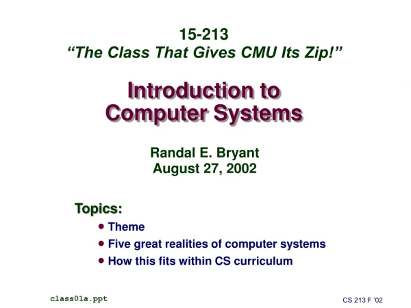 Introduction to Computer Systems