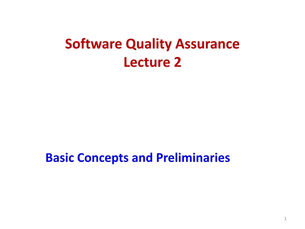 software quality assurance lecture 2