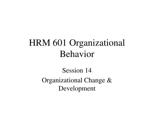 HRM 601 Organizational Behavior