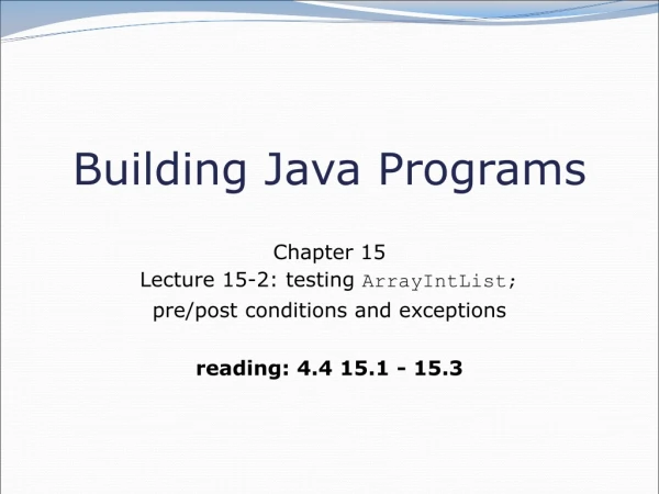 Building Java Programs