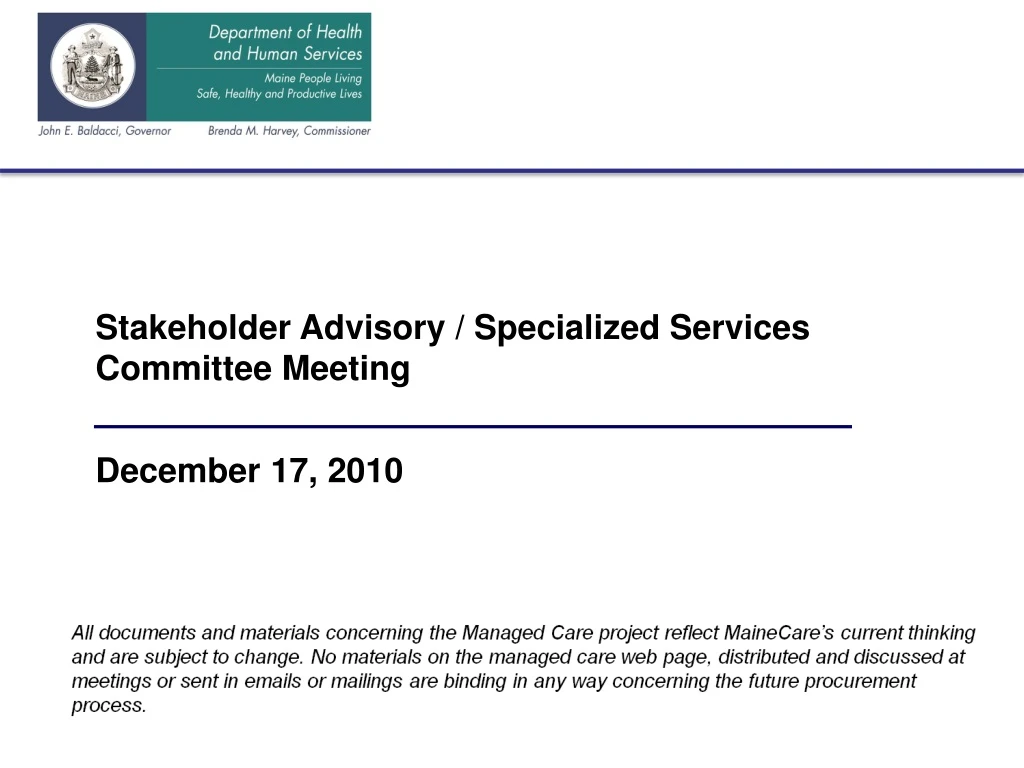 stakeholder advisory specialized services committee meeting