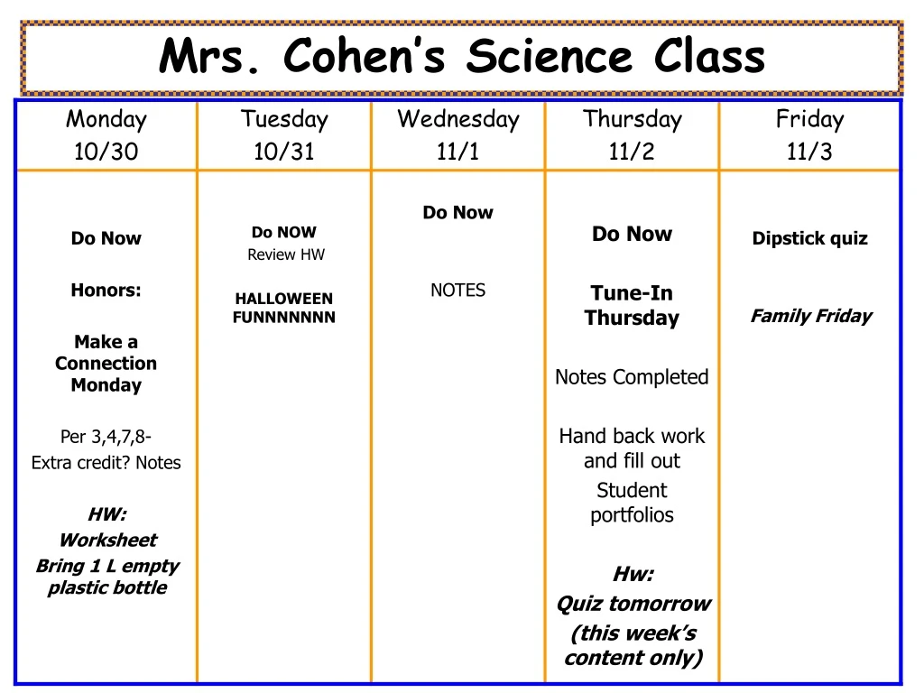 mrs cohen s science class