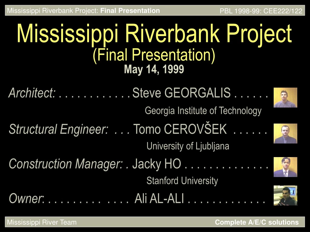 mississippi riverbank project final presentation may 14 1999