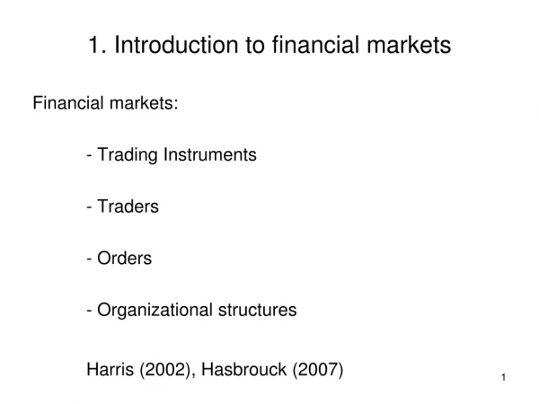 1. Introduction to financial markets