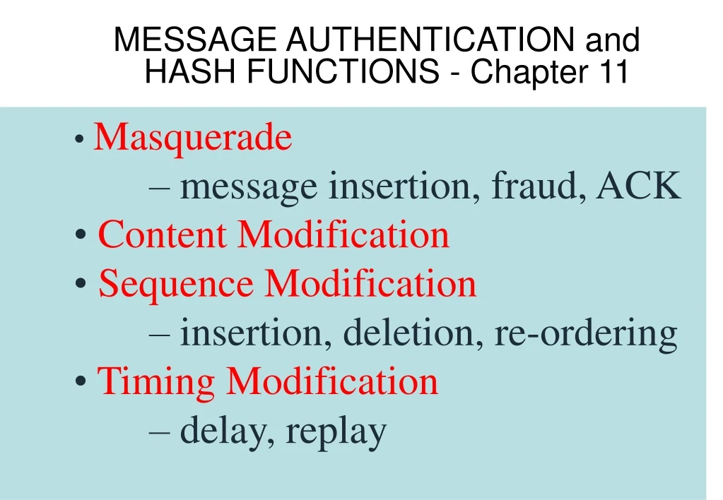 message authentication and hash functions chapter 11