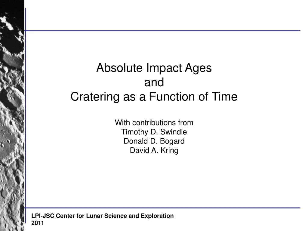 absolute impact ages and cratering as a function