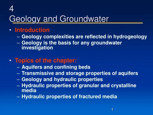 4 Geology and Groundwater