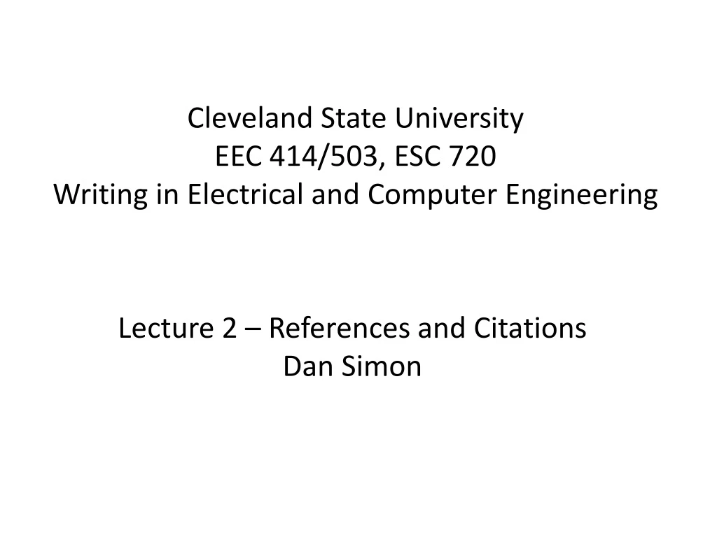 cleveland state university eec 414 503 esc 720 writing in electrical and computer engineering