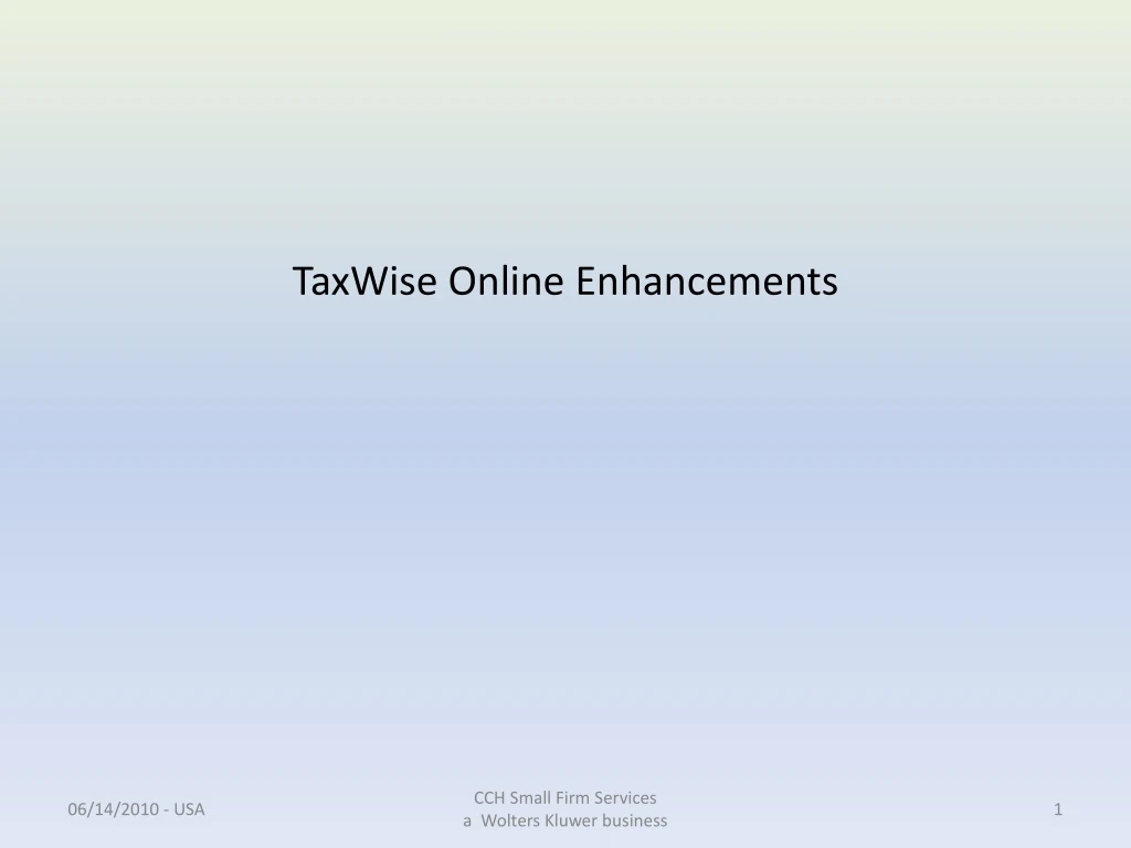 taxwise online enhancements