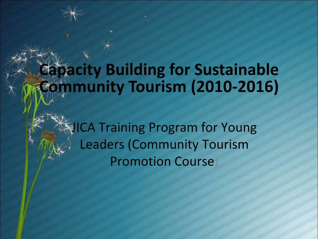 jica training program for young leaders community tourism promotion course