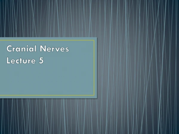 Cranial Nerves Lecture 5