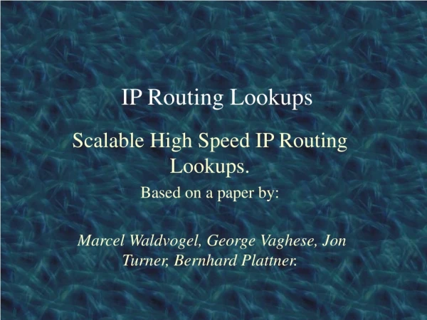 IP Routing Lookups