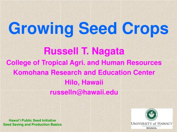 Growing Seed Crops