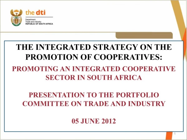 THE INTEGRATED STRATEGY ON THE PROMOTION OF COOPERATIVES: