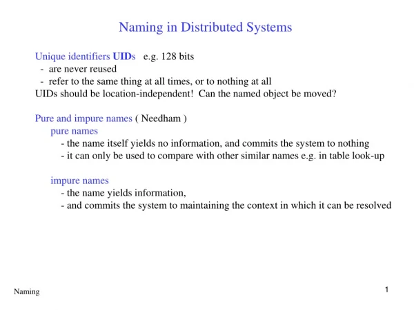 Naming in Distributed Systems