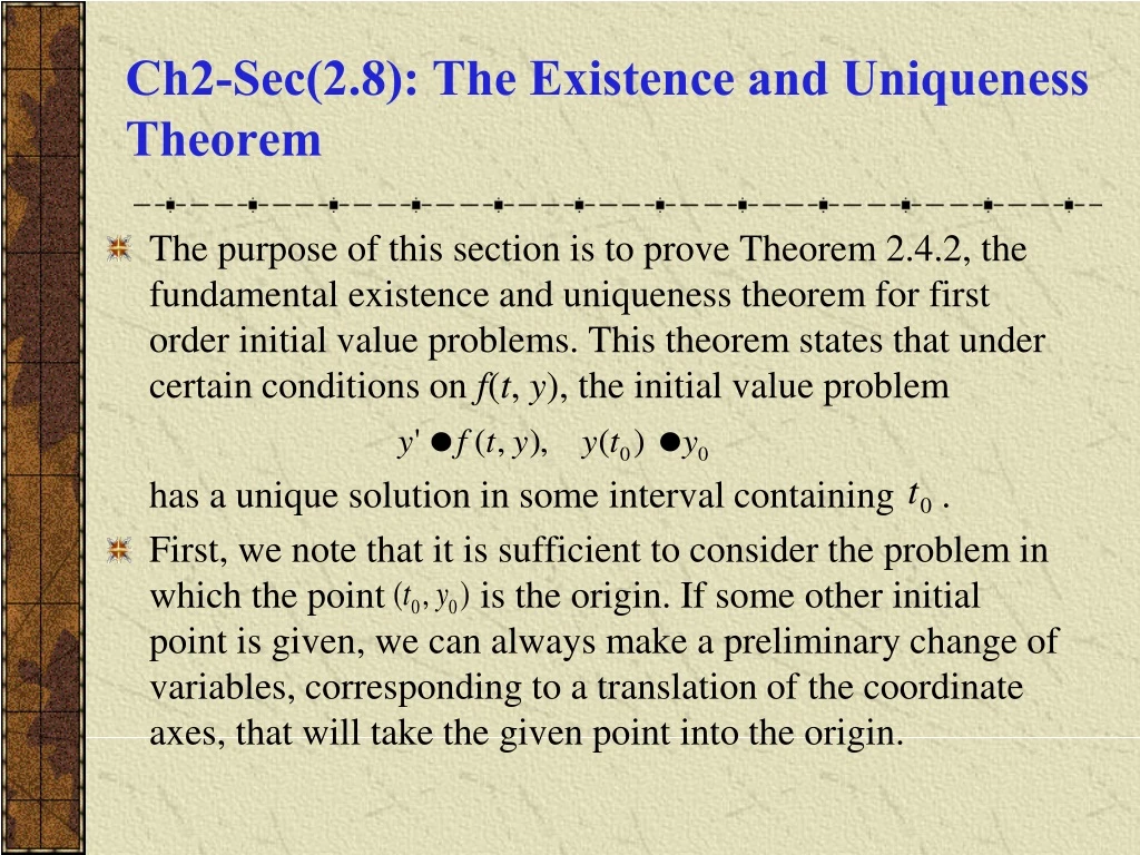 ch2 sec 2 8 the existence and uniqueness theorem