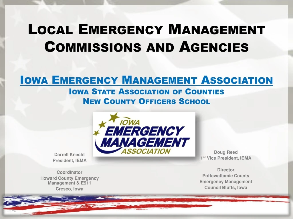 local emergency management commissions and agencies