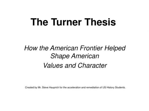 The Turner Thesis