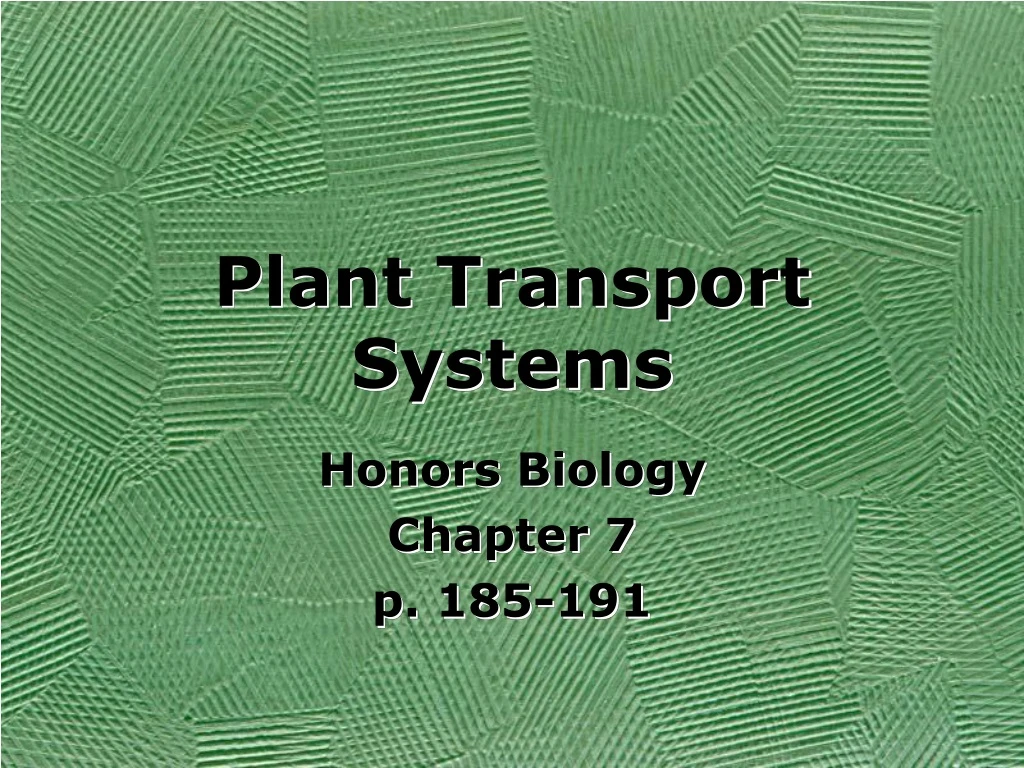 plant transport systems