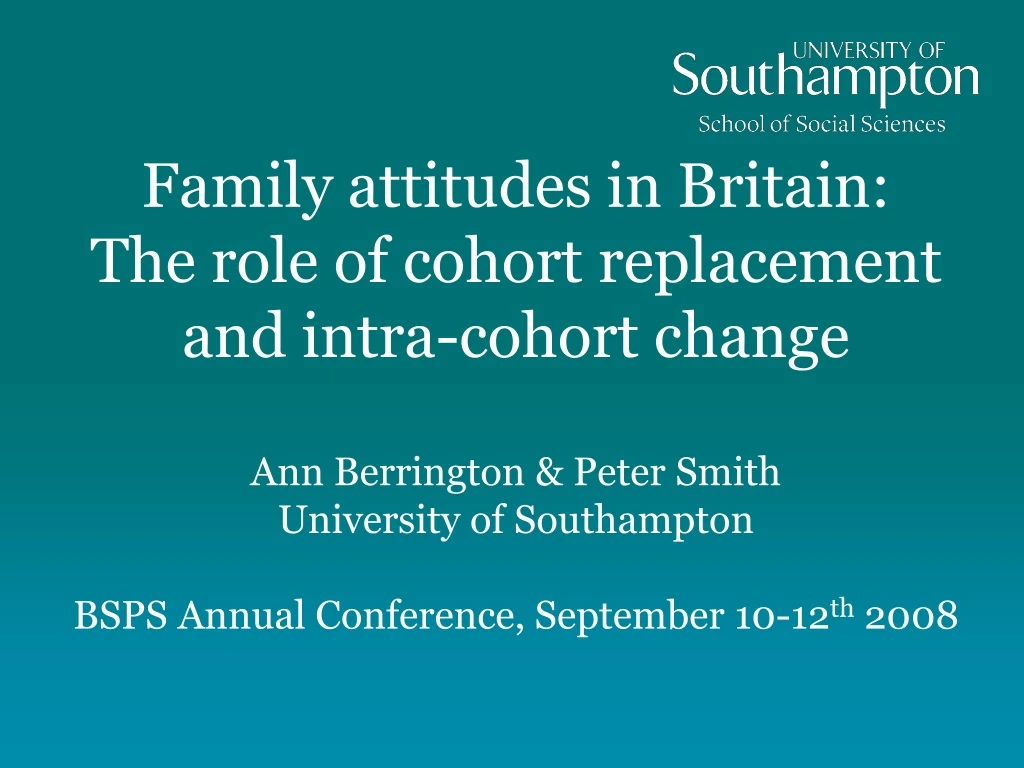 family attitudes in britain the role of cohort