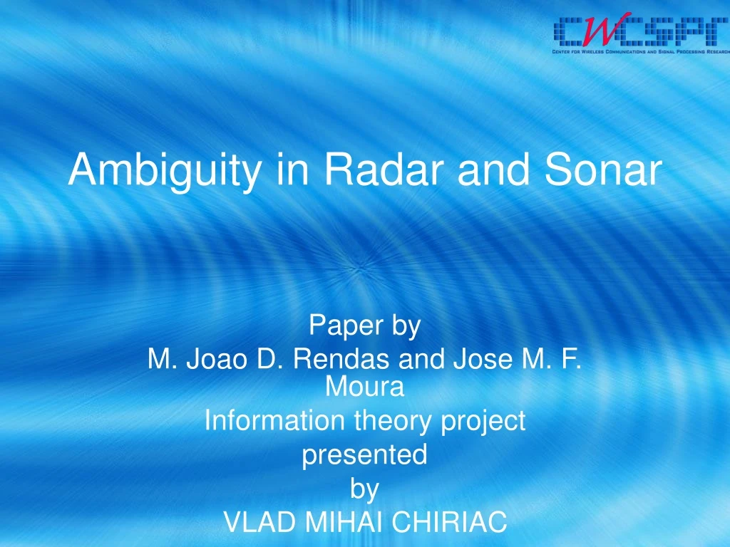 ambiguity in radar and sonar