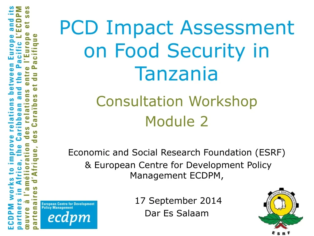 pcd impact assessment on food security in tanzania