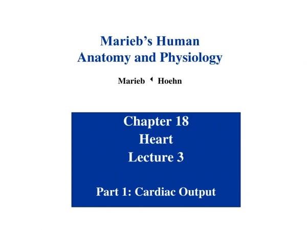 Chapter 18 Heart Lecture 3 Part 1: Cardiac Output