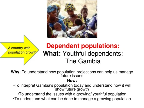 Dependent populations: What:  Youthful dependents:  The Gambia