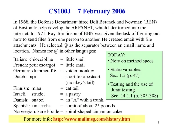 CS100J    7 February 2006