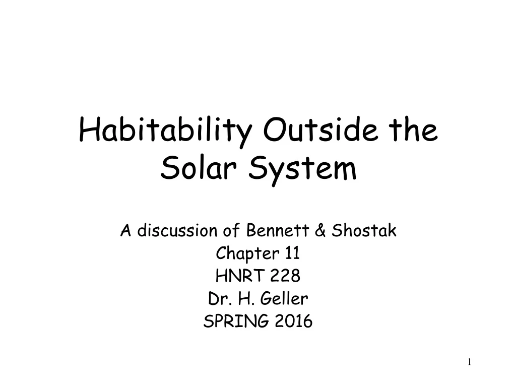 habitability outside the solar system