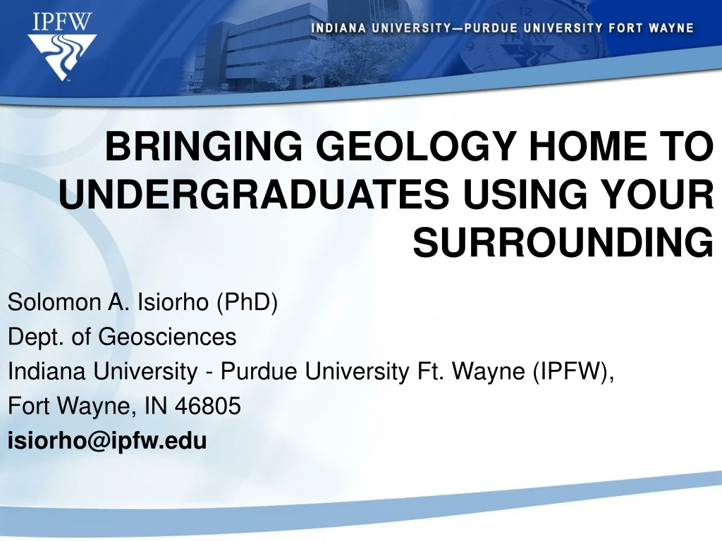 bringing geology home to undergraduates using your surrounding