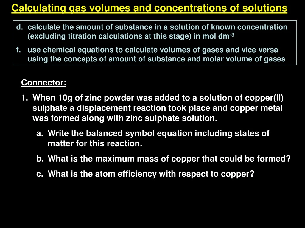 calculating gas volumes and concentrations
