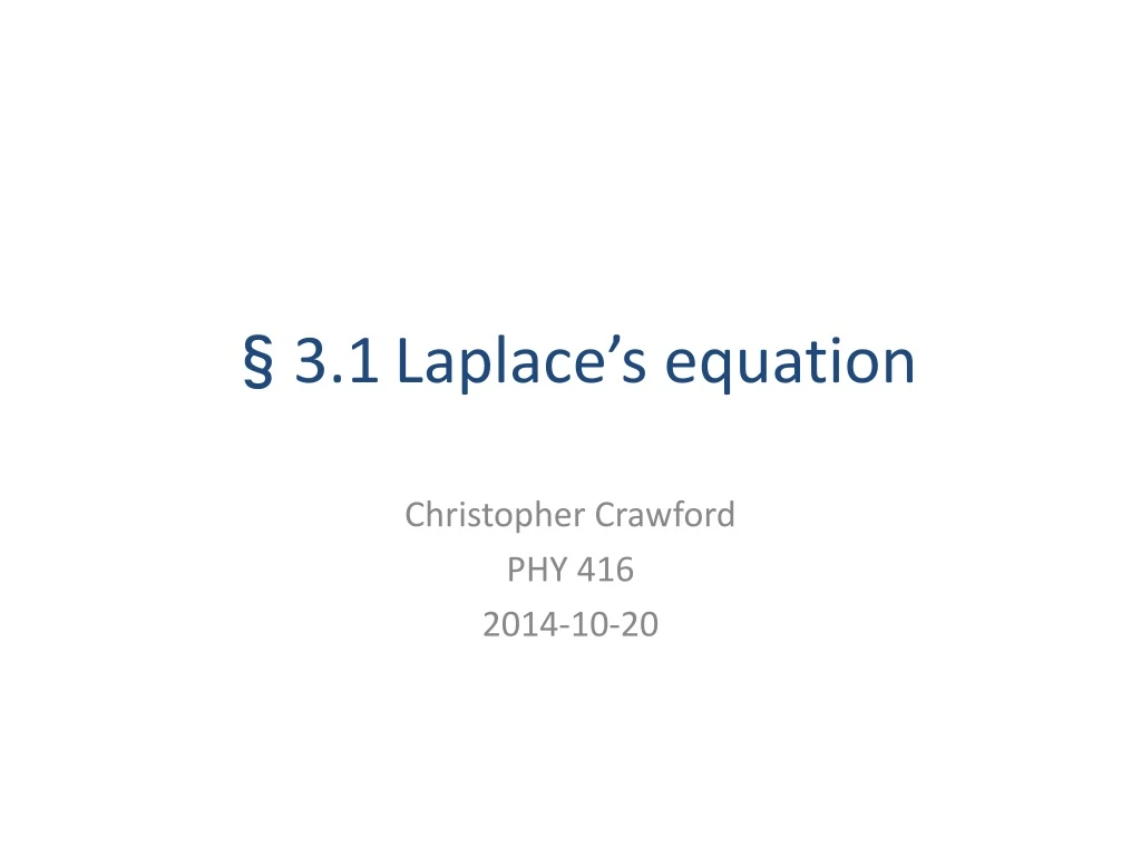 3 1 laplace s equation