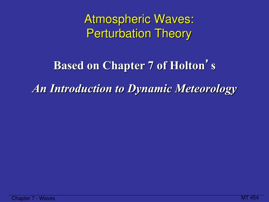 atmospheric waves perturbation theory
