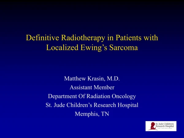 Definitive Radiotherapy in Patients with Localized Ewing’s Sarcoma