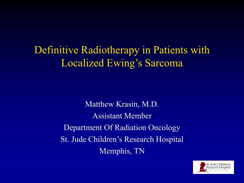 definitive radiotherapy in patients with localized ewing s sarcoma