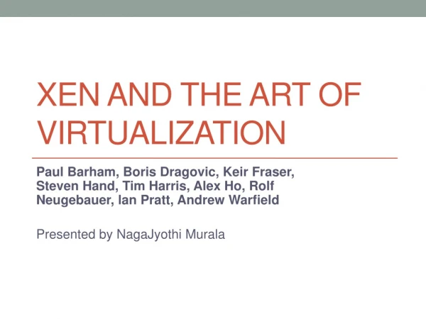 Xen and the art of virtualization