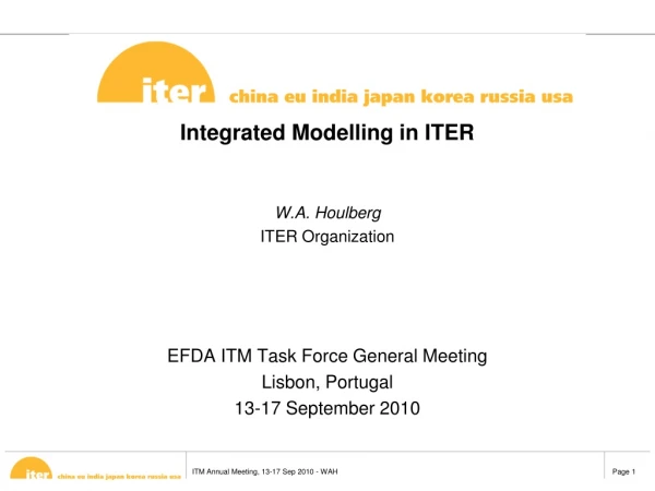 Integrated Modelling in ITER