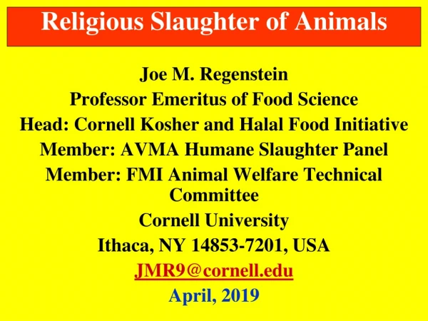 Religious Slaughter of Animals